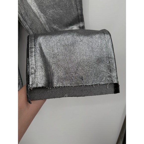 Frame LE CROP MINI BOOT MID-RISE BOOT CUT silver metallic NWT Sz 32 - Picture 3 of 11
